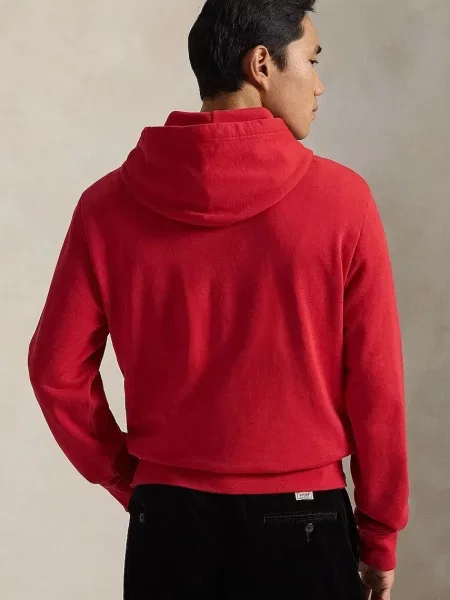 Polo Ralph Lauren bluza z kapturem z nadrukiem czerwony