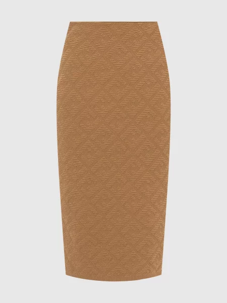 Спідниця міді у візерунок FF Fendi бежева