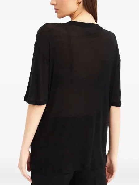 Top Victoria Beckham plisat scurt negru