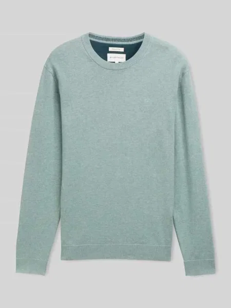 Sweter z dzianiny o kroju regular fit z czystej bawełny Tom Tailor miętowy