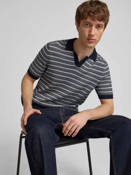 Koszulka polo o kroju regular fit z czystej bawełny model TILO' Only & Sons granatowa