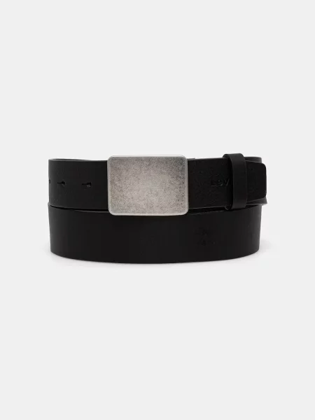 Levi's pasek skórzany RYDER PLAQUE BUCKLE czarny