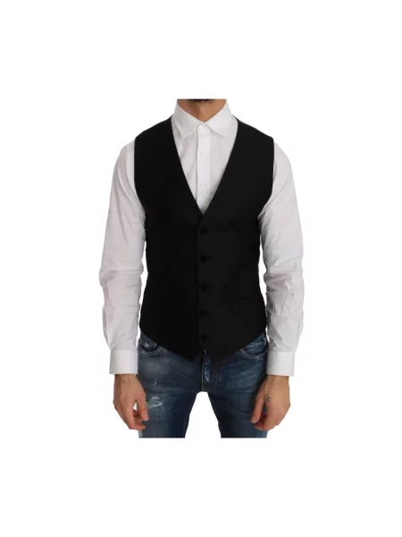 Aksamitna kamizelka Dolce And Gabbana w grochy czarna