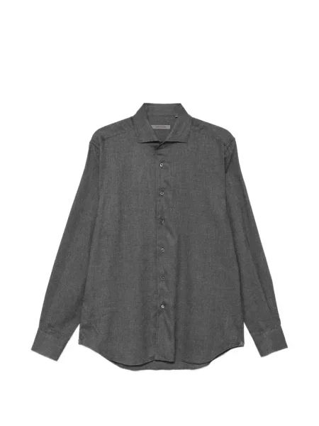 Lung cămașă Corneliani cu model herringbone gri