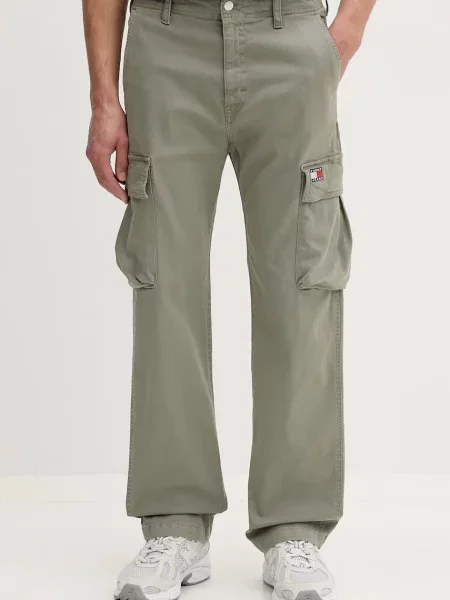 Tommy Jeans cargo hlače z elastanom zelena