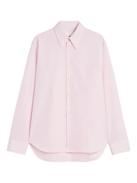 Cămașă Jil Sander din poplin lungă roz