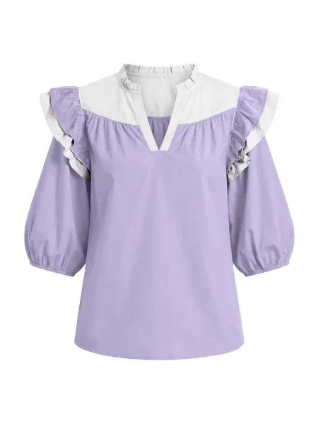 Imily Bela Bluză mov deschis alb