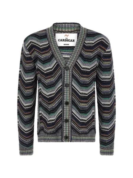 Cardigan Missoni tricotate cu decolteu în V verde