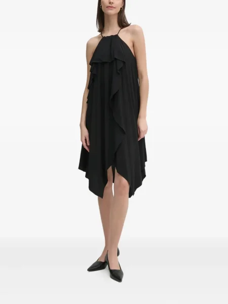 Rochie mini Sisley cu volane de costum negru
