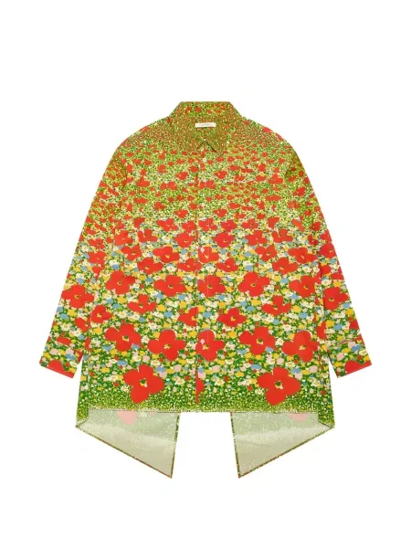 Květinová košile Craig Green s odhalenými zády zelená