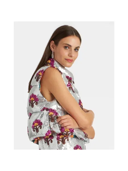 Kamizelka puchowa La Doublej z cekinami szara