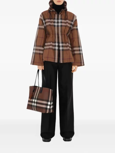 Geantă Burberry în carouri maro