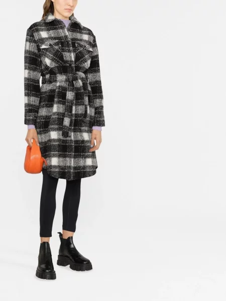 Kostkovaný kabát Woolrich černý
