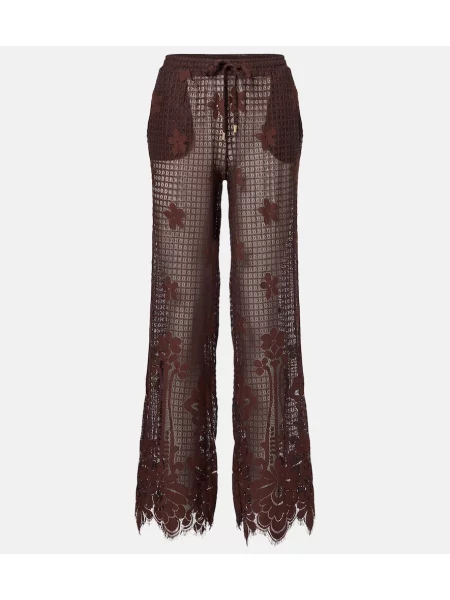 Pantaloni Melissa Odabash din dantelă maro