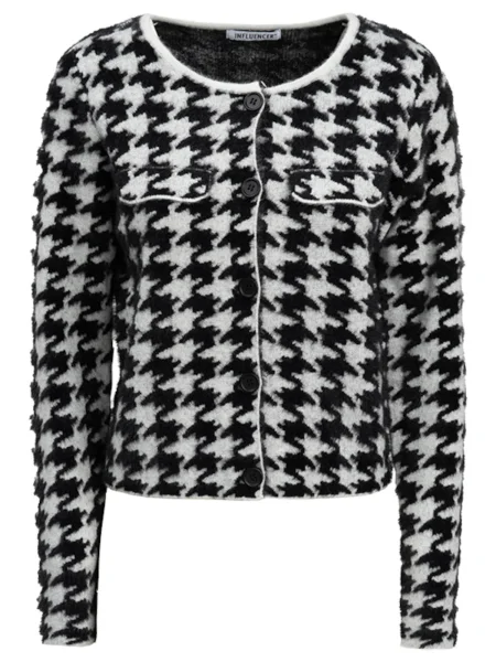 Influencer Geacă tricotată negru alb