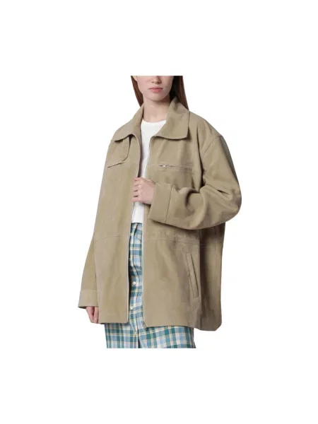 Kurtka skórzana Halfboy beżowa