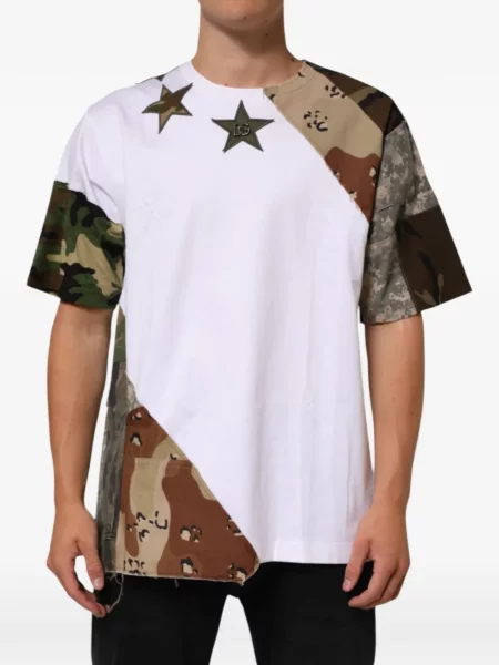 Tricou Dolce & Gabbana cu model camuflaj alb