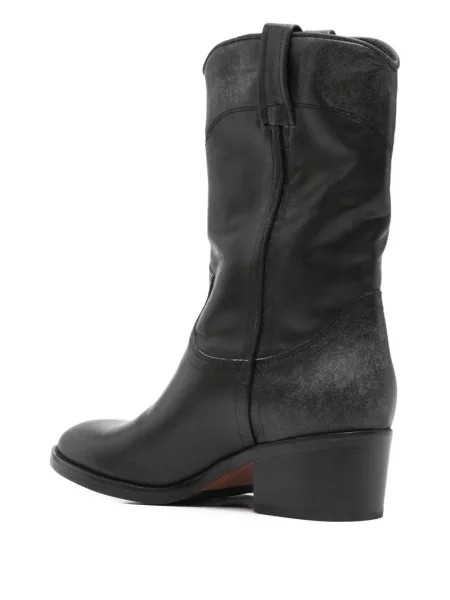 Botine Curiositè din piele cowboy negru