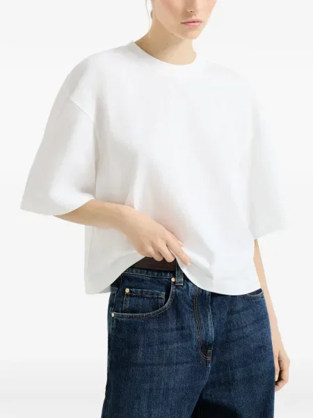 Tricou Brunello Cucinelli cu decolteu rotund alb