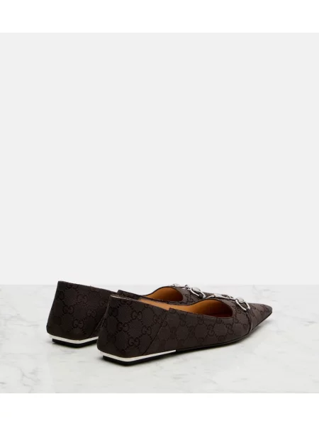 Balerini Gucci din canvas maro