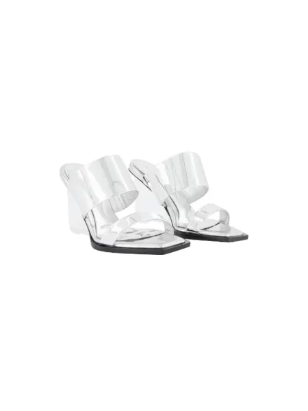 Klapki Alexander Mcqueen skórzane szare