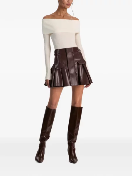 Fusta mini Alice + Olivia cu volane maro