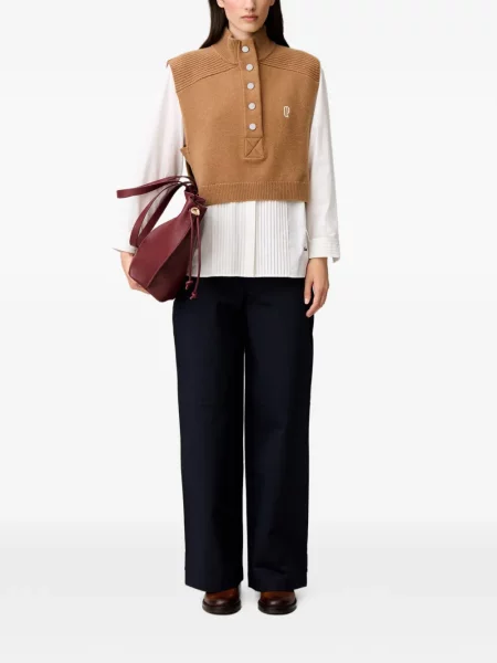 Top Claudie Pierlot fără mâneci tricotate maro