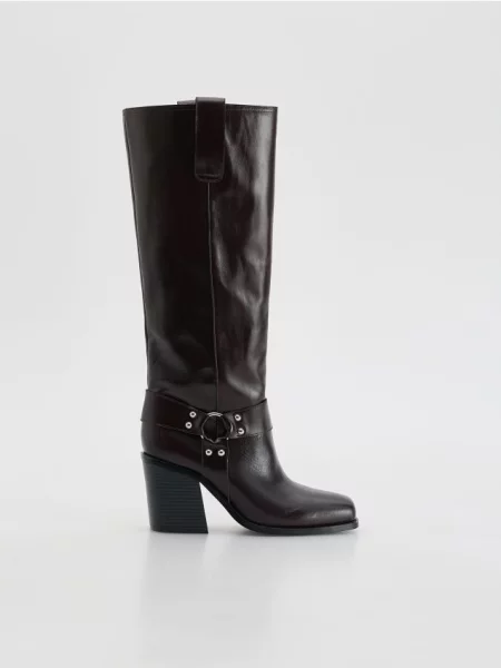 Кожаные сапоги Reserved до колена