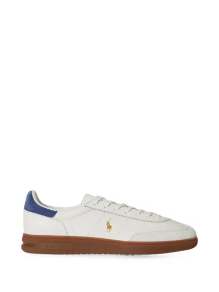Sneakerși Polo Ralph Lauren cu broderie din piele alb