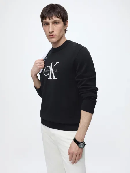 Calvin Klein Jeans Sveter sivá / čierna biela
