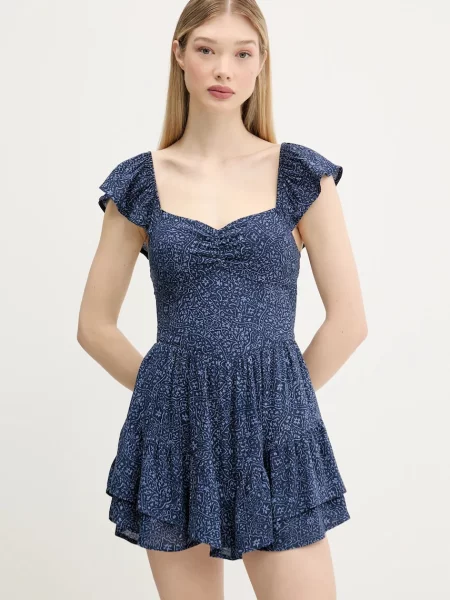 Рокля Hollister Co. къса разкроена тъмносиньо