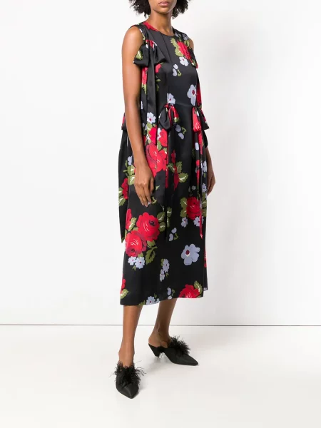 Rochie Simone Rocha cu funde cu model floral negru