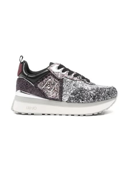 Liu Jo Sneakersy Maxi Wonder Glitter 01 Srebrny szare