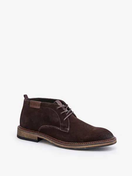Čizmice Big Star Shoes s vezicama od brušene kože smeđa