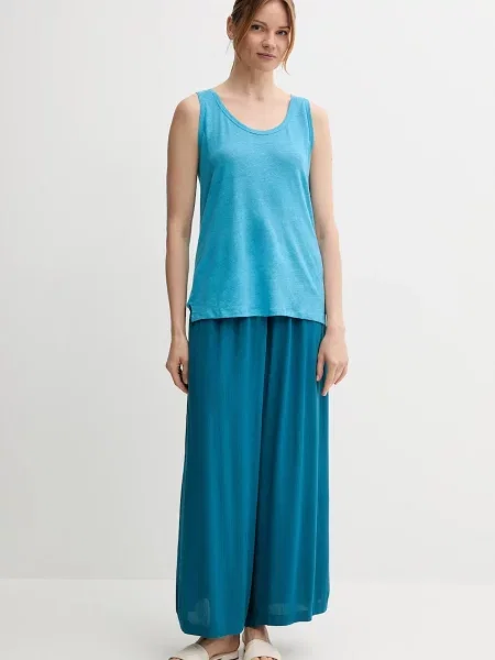 United Colors of Benetton hlače s širokimi hlačnicami viskozne