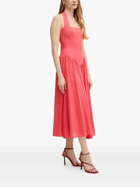 Rochie midi Bardot până la genunchi de costum roz
