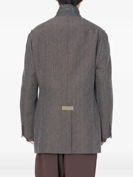 Palton Kolor cu model herringbone gri