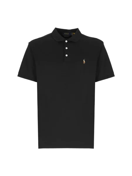 Dzianinowa koszulka polo Ralph Lauren z krótkim rękawem czarna