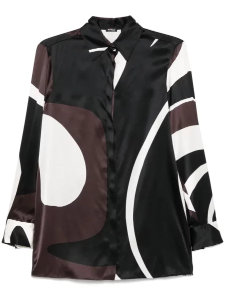 Cămașă Kiton cu imagine cu imprimeu abstract maro