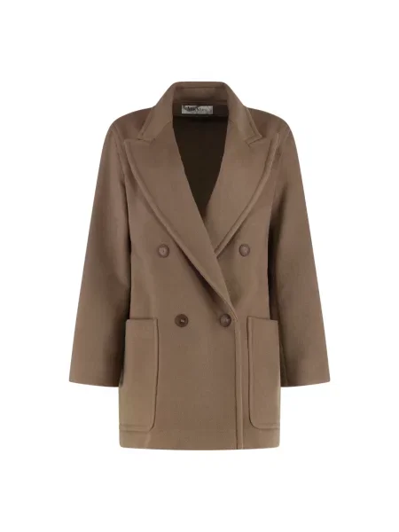 Płaszcz Max Mara wełniany z kołnierzem brązowy