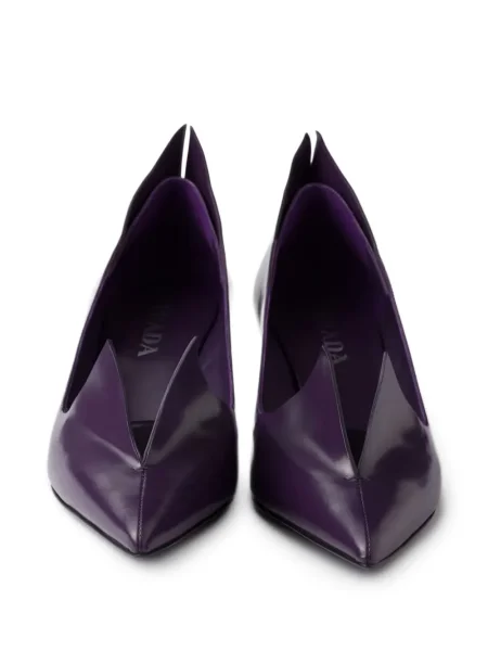 Pantofi cu toc Prada din piele violet