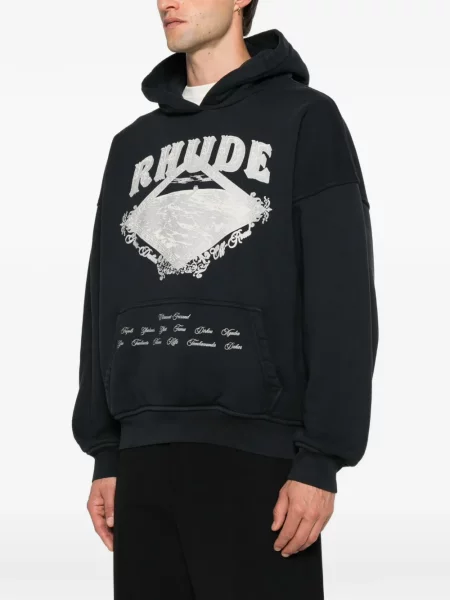 Hanorac cu glugă Rhude cu imagine negru