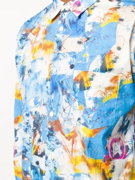 Риза Comme Des Garçons Shirt с принт синьо
