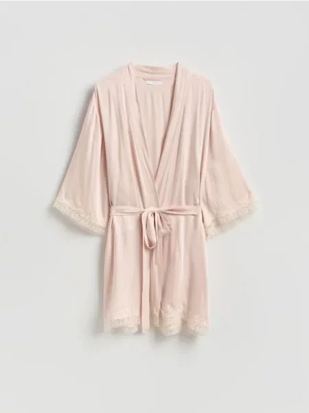 Reserved Halat cu dantelă nude