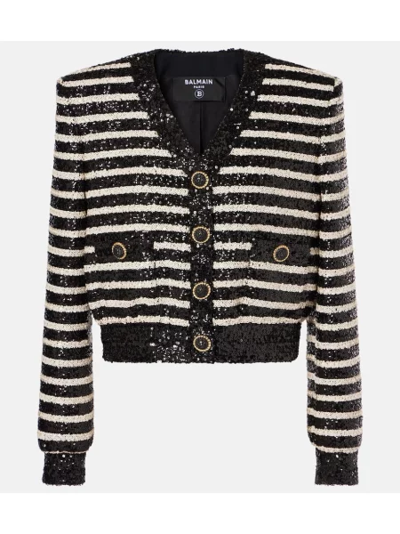 Geacă Balmain cu dungi negru