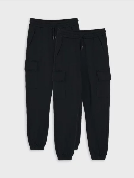 Sinsay Jogger kalhoty s bavlnou 2 pack černá