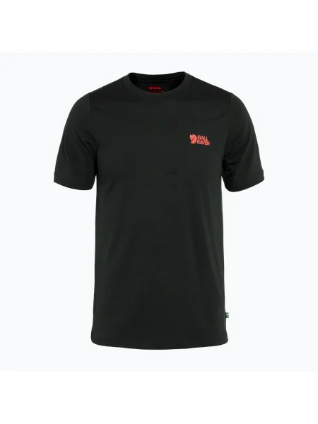Шерстяная футболка Fjallraven с автографом черная