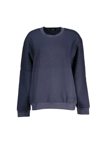 Bluza polarowa Cavalli Class z długim rękawem z dekoltem w kształcie litery U niebieska