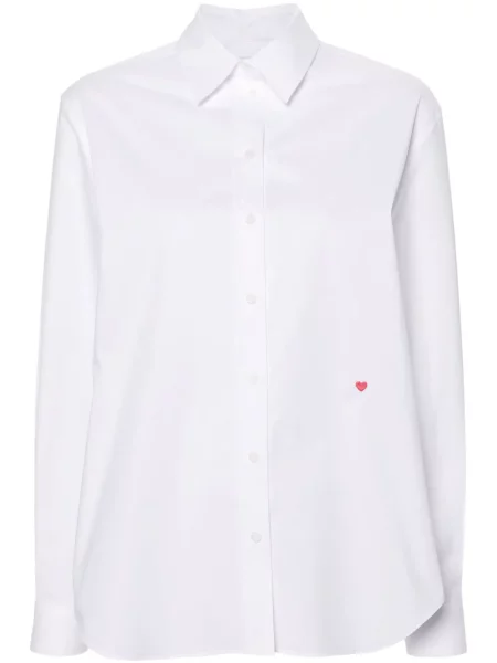 Cămașă Moschino cu broderie cu motiv cu inimi alb
