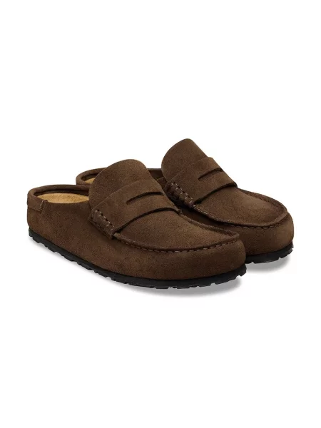 Birkenstock papuci din piele Naples maro